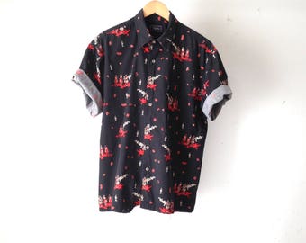 faded short sleeve SOUTHWEST vibrant cotton 90s NATIVE AMERICAN button up shirt