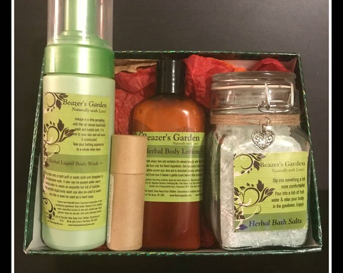 Holiday Bath Set - Scented Salt Soak Skin Detox - Herbal Lip Balm - Body Lotion - Relaxing Aromatherapy - Bath & Body - Gift for Her - Fall