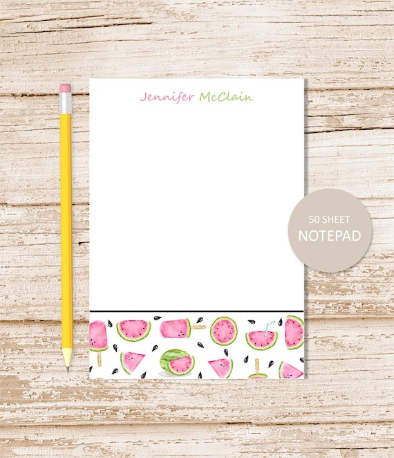 personalized watermelon notepad note pad watermelon border