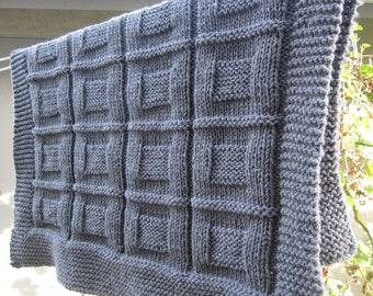 Christmas in July Knit baby blanket, throw, lap blanket (Grey color)