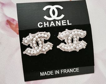 Inspired Chanel Earrings / Cubic Zirconia/ Pearls