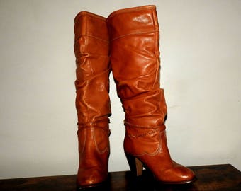 vintage size 8 80s slouch leather boots wild pair zodiac