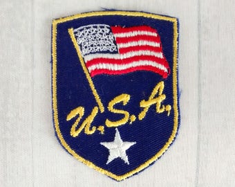 Vintage U.S.A. American Flag Patch 2.75", Patriotic Applique, Red White Blue Collectible, United States Collectable