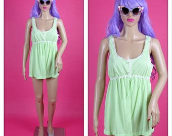 Vintage Pastel Green and White Babydoll Pajama Top
