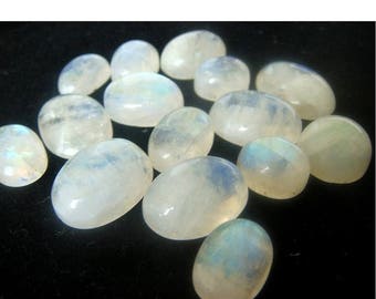 ON SALE 50% Wholesale Rainbow Moonstone Lot - Rainbow Moonstone Oval Cabochons - 136 CTW - 15 Pieces - 17x13mm To 12x10mm Each