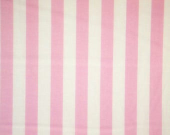 Light Pink and White Stripe Print Pure Cotton Fabric