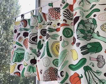 Cafe Curtain Window Valance/Window Treatment Topper/Kitchen/Bathroom/Kids Nursery Living Room Curtain Panel---Fruits Vegetables,FREE GIFT