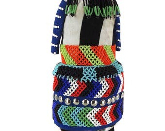 Zulu Beaded Doll with Studded Skirt South African Art 111783