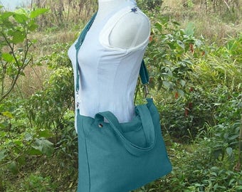 On Sale 20% off Teal Green canvas crossbody bag, messenger bag, sholder bag, tote bag, school bag