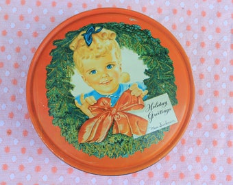 Vintage Miss Sunbeam Bread Girl Christmas Holiday Tin