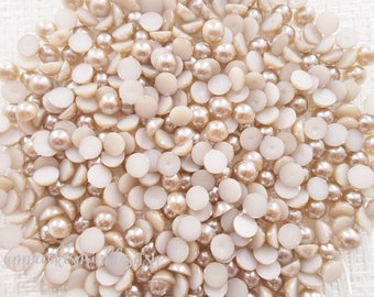 100pcs - 6mm Coffee Brown Flatback Pearls Decoden PRL106