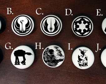 Star Wars Ceramic Knobs / Custom Kitchen Knobs / Cute Cabinet Knobs/ Star Wars Dresser Knobs / Cute Star Wars Nursery Idea
