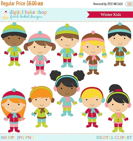 75 OFF SALE winter clipart digital clip art Winter Kids