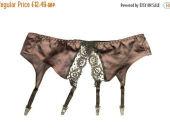 Vintage Plum Polka Dot Garter Belt, Suspender Belt. 35" - 38".