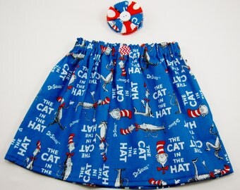 Cat in the Hat Baby Infant Toddler Girl's or Ladies Skirt or Dress - Dr Seuss Skirt - Birthday Dress - Cat in the Hat Birthday Party