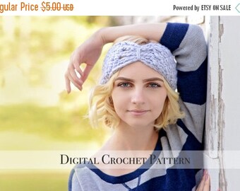ON SALE Crochet Ear Warmers Pattern / Butterfly Band Pattern 036 / Crochet Pattern / Crochet Headband Pattern / Crochet Turban Pattern