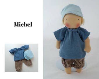 Waldorf doll 33 cm / 13 inch,Michel, baby doll, limbed doll, cloth doll, brown hair