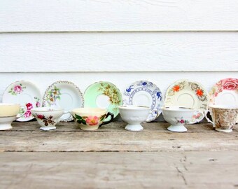 6 Sets - Collection of China - Tea Cups, Saucers, Ceramic Cups & Plates - 12 Piece Set- 6 Cups, 6 Plates -Tea Party - Alice in Wonderland