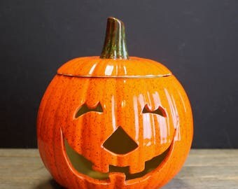 Vintage Ceramic Pumpkin // Votive Candle Ceramic Pumpkin // Fall Decor // Autumn Decor // Halloween Decor