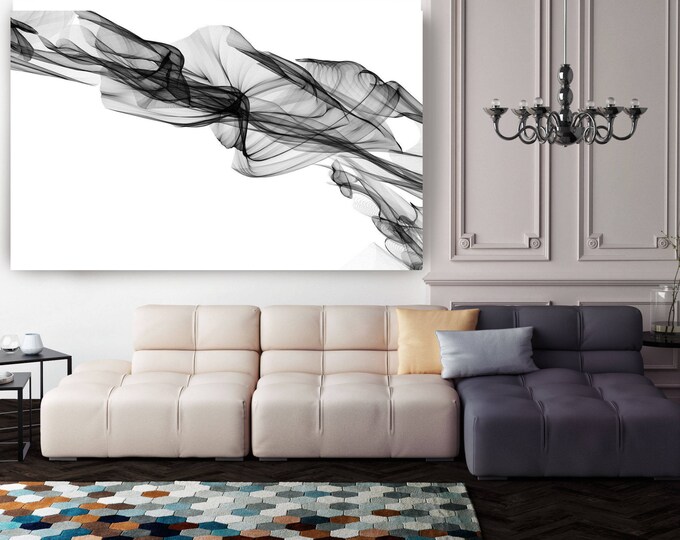 Abstract Black and White 20-20-52. Unique Abstract Wall Decor, Large Contemporary Canvas Art Print up to 72" by Irena Orlov