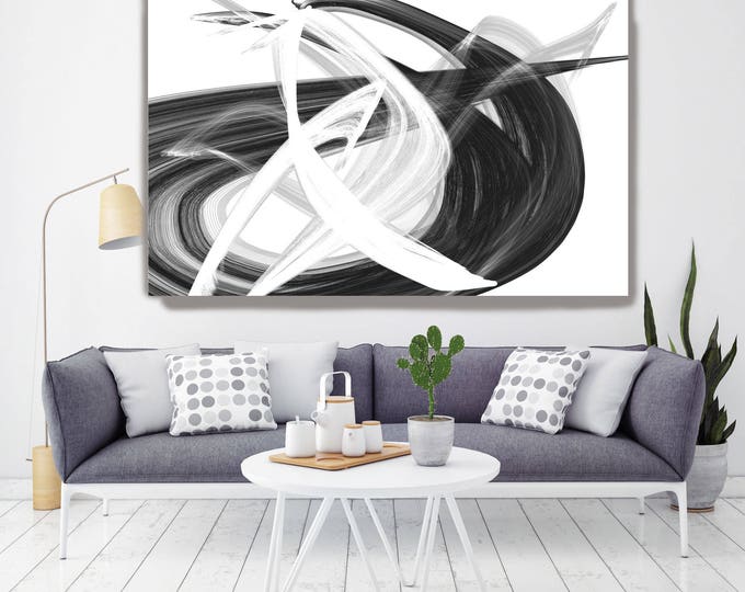 Only imagined. Abstract Black and White, Unique Abstract Wall Decor, Large Contemporary Canvas Art Print up to 72" by Irena Orlov