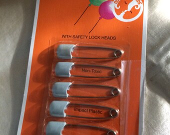 Vintage Stainless Steel Diaper Pins / Package of 6 Rust Proof Non Toxic 1950's Diaper Pins / Nursery Needs Diaper Pins