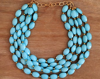Our Cabana Necklace Robins Egg Blue Statement Necklace Blue Necklace Bridal Jewelry