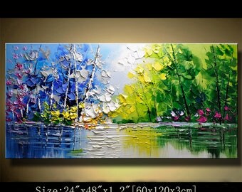 contemporary wall art,Palette Knife Painting,colorful Landscape painting,wall decor,Home Decor,Acrylic Textured Painting ON Canvas Chen 0616