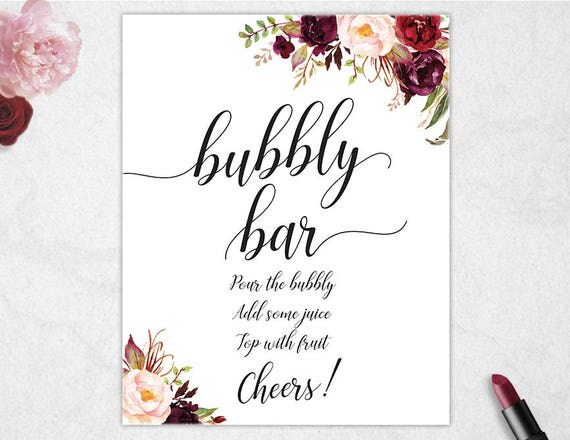 Bubbly Bar Sign // Printable // INSTANT DOWNLOAD // 8x10 Wedding ...