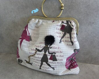 faux leather and canvas handbag