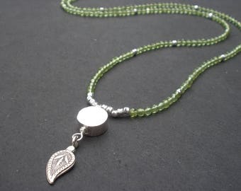 Natural Gemstone Arizona Peridot, Karen Hill Tribe Silver Pendant Necklace, August Birthstone