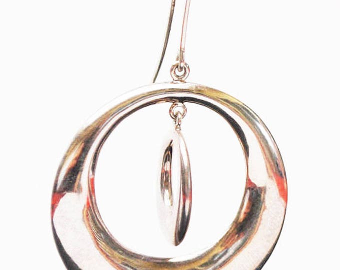 RLM Studio Sterling Dangle Hoop Earrings - Pierced double circle - Calder Style Modernistic Earring - Robert Lee Morris