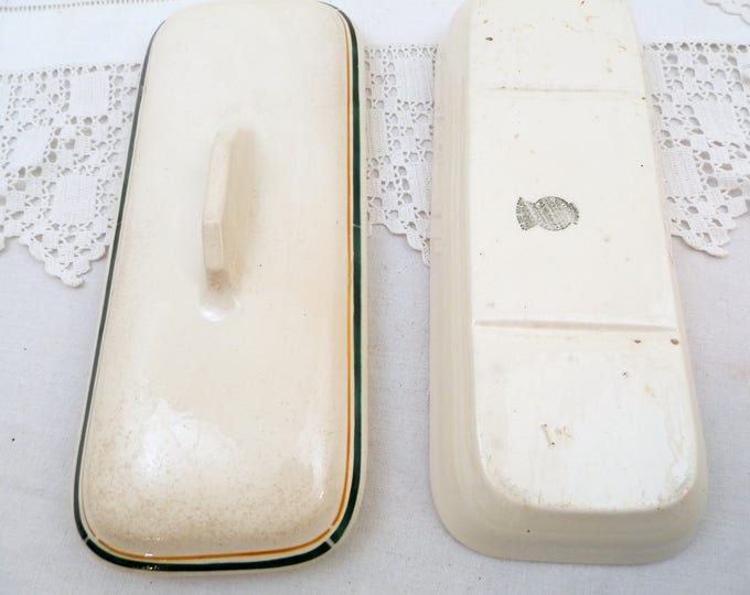 Antique French Soap Dish from France by Badonviller, Retro Bathroom Ware Toothbrush Lidded Dish, Trinket Box, Vintage Brocante Fleamarket Antique French Soap Dish from France by Badonviller, Retro Bathroom Ware Toothbrush Lidded Dish, Trinket Box, Vintage Brocante Fleamarket