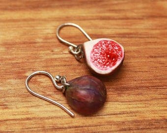 Fig earrings - fruit jewelry, fruit earrings, fig earrings, food jewelry, food earrings, miniature food, fig jewelry