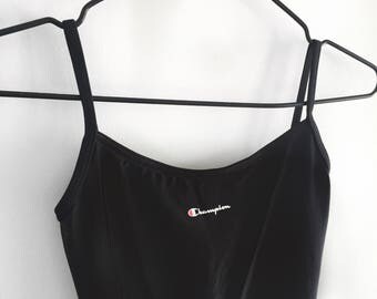 Deadstock Champion low back swimsuit | vintage champion , champion logo, backless , low back , bodysuit , tumblr , trend, black swimsuit