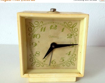 SALE Vintage alarm clock, Soviet alarm clock ,Russian alarm clock ,yellow Mechanical clock alarm ,WORKING, USSR "Sevani"