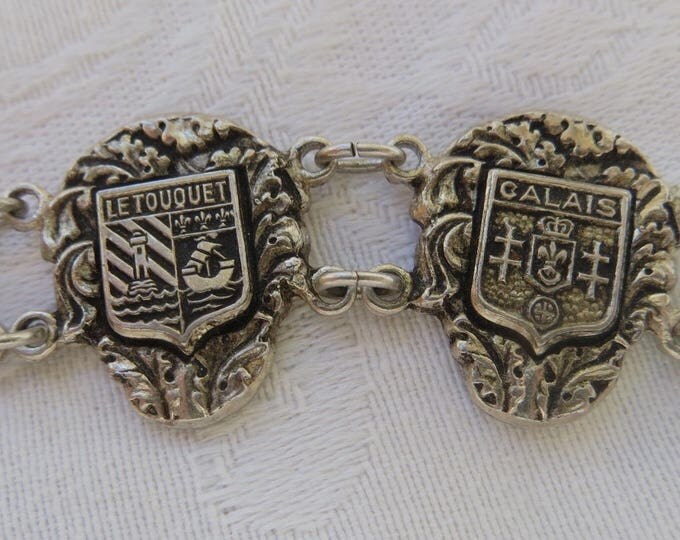 French Souvenir Bracelet, Provincial Towns, Vintage French Jewelry, French Link Bracelet