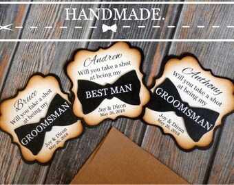 Groomsman Proposal Card / Suit Up. Your serviCe is required as / Will you take a shot at being my / Best Man / Groomsman / Usher