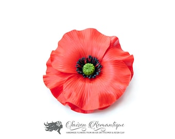 Brooch Poppy - Polymer Clay Flowers