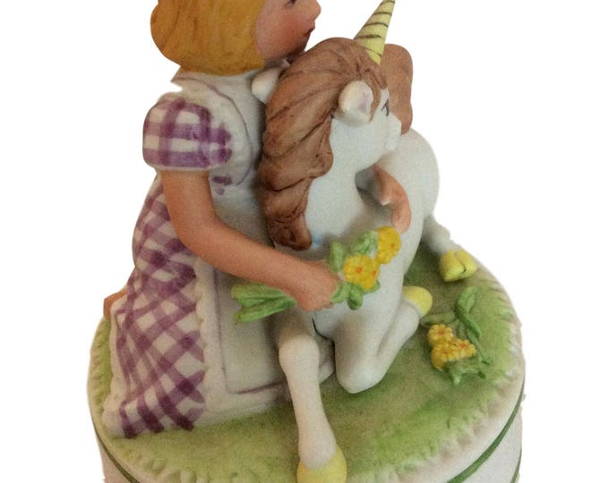 Unicorn Gift For Children, Music Box, Vintage Aldon Ceramic , Gift For Her, Gift For Little Girl