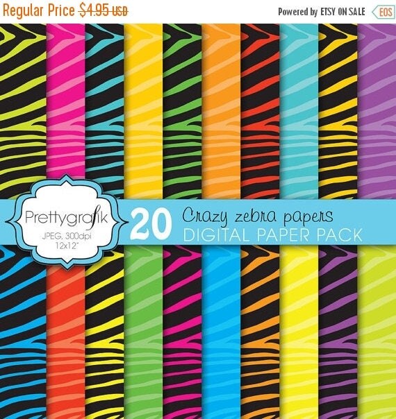 80% OFF SALE zebra print digital paper, commercial use, scrapbook papers, background - PS617 Il_570xn