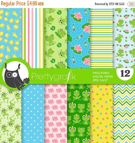 80% OFF SALE Frog paper digital papers, commercial use, pirate scrapbook papers, background, prince - PS860 Il_570xn