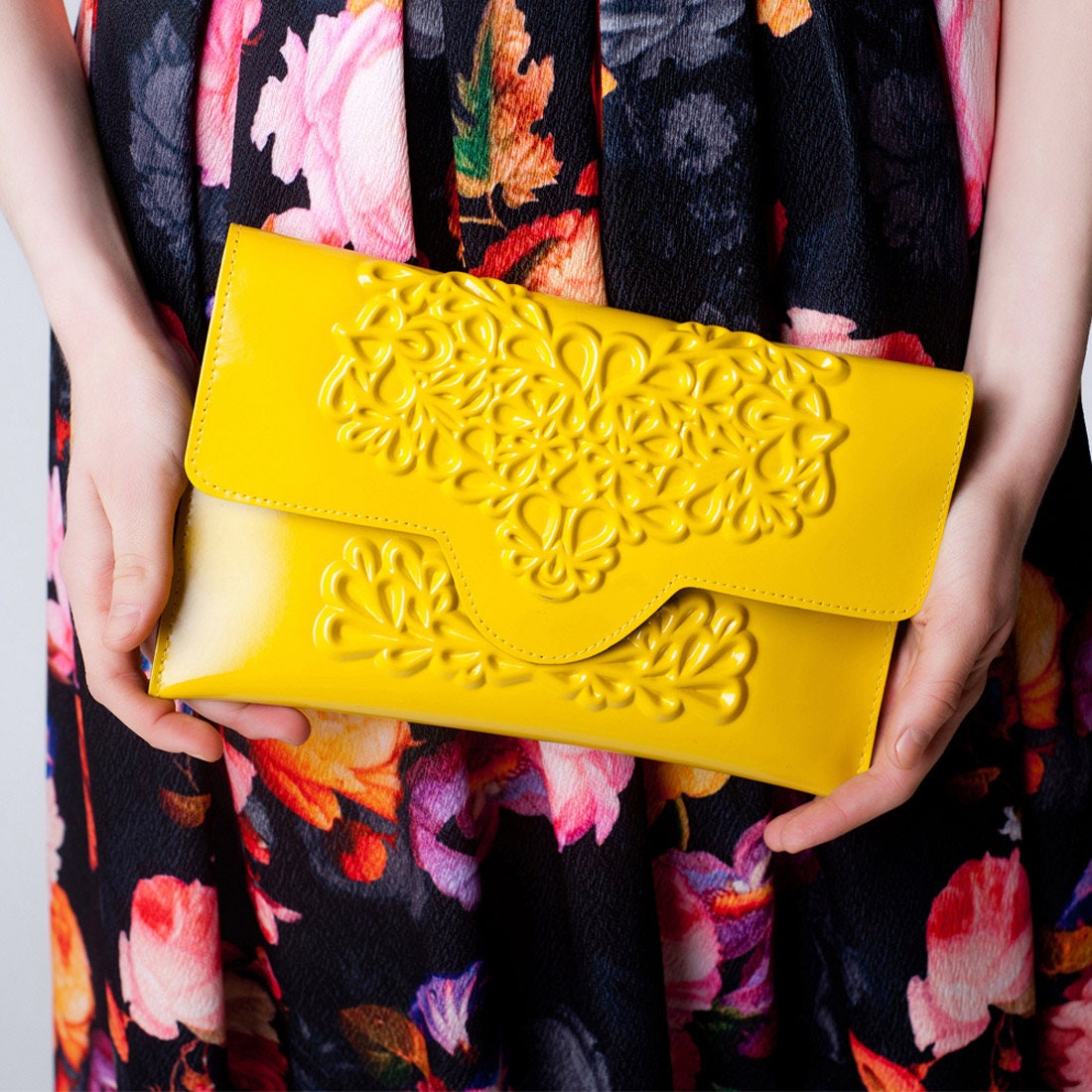 black and yellow clutch