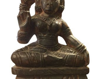 Antique Old Indian Goddess Sculpture Zen Decor