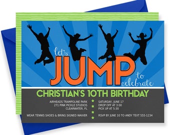 Trampoline Invitation, Trampoline Party Invitation, Trampoline Birthday Invitations, Trampoline Party, Trampoline Invite Jump Invitation 271
