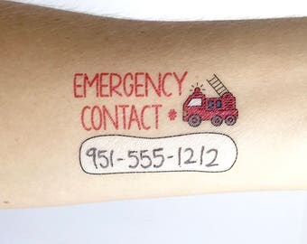 Child Emergency Contact Number, Write-on, Temporary Tattoos