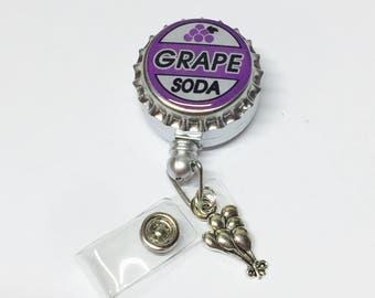 Replica Grape Soda Bottlecap Retractable ID Badge Holder/Reel. Up Ellie Badge