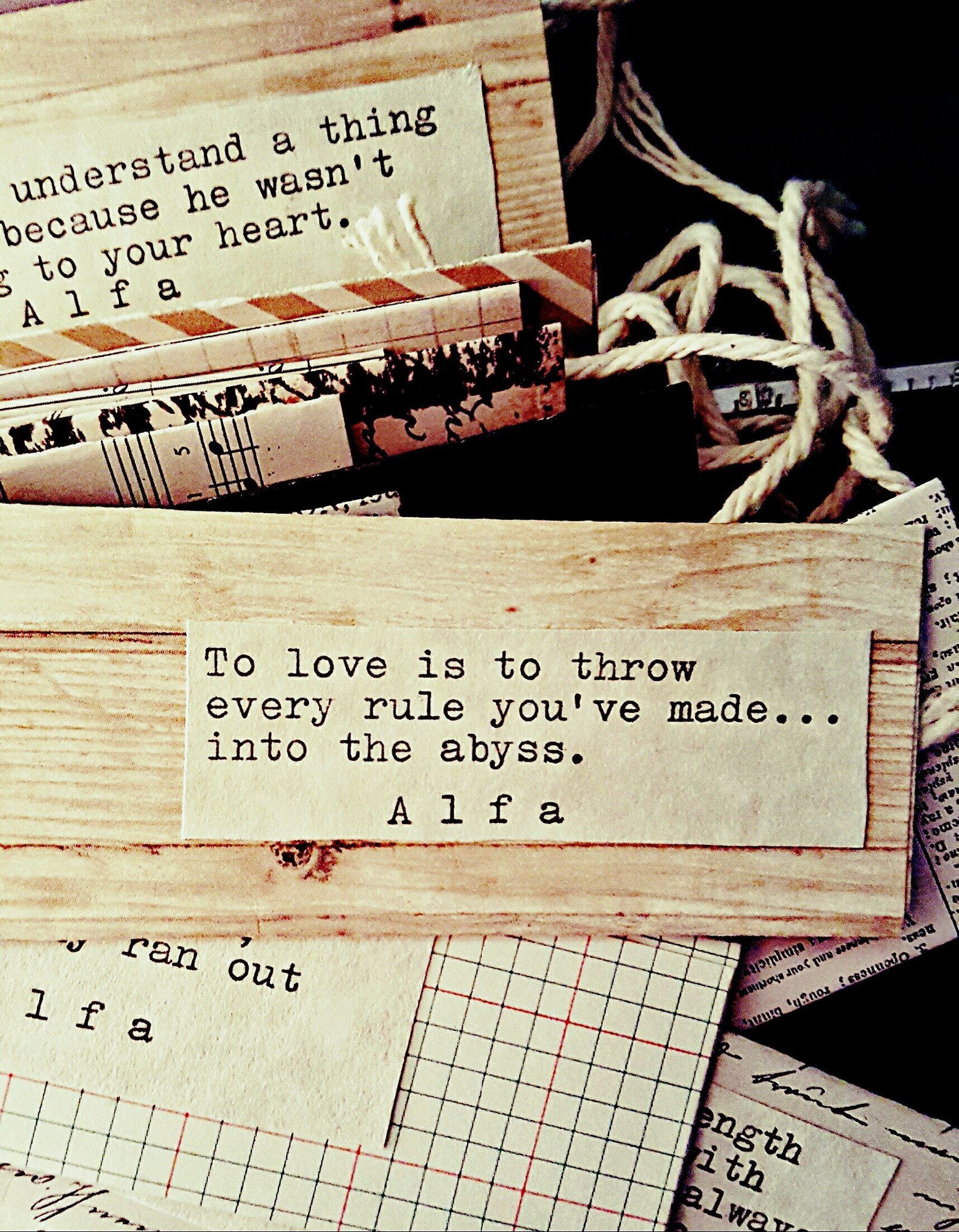 Handmade Poetry Quote Typed Bookmark by Poet Alfa Set of