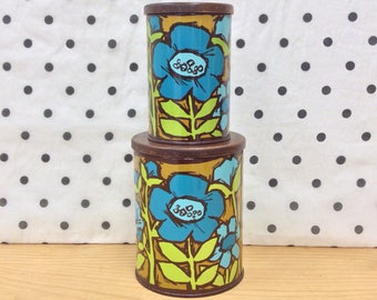 Vintage mod flower print canisters