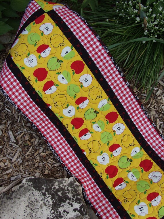Quilted Table Runner Apple Decor Handmade Table Runner